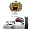 Image 1 : 2018 Canada $2 Armistice Some Colour Special Wrap Roll of 25pcs