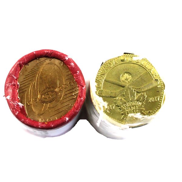 Lot of 2x 2009 & 2017 Canada Hockey Dollar Rolls. Includes 2009 Montreal Canadiens, and 2017 Toronto