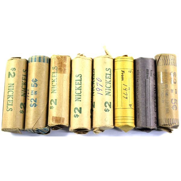 Lot of 8x 1962-1978 Canada 5-cent s Rolls. Includes 1962, 1963, 1964, 1966, 1967, 1970, 1977, and 19