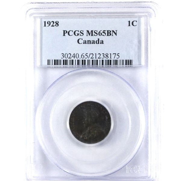 1928 Canada 1-cent PCGS Certified MS-65, Brown