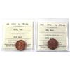 Image 1 : Lot of 2x 1953-1954 NSF/SF Canada 1-cent ICCS Certified MS-64, Red. 2pcs.
