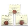Image 1 : Lot of 3x 1964-1966 Canada 1-cent ICCS Certified MS-64 to MS-66, Red. 3pcs.