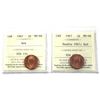 Image 1 : 2x 1967 Canada 1-cent ICCS Certified MS-66, Red. Includes: Double 1967, & Standard. 2pcs.