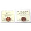 Image 1 : 2x 1977 Canada 1-cent ICCS Certified MS-66, Red. Includes: Double 77, & Standard. 2pcs.