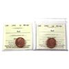 Image 1 : 1991 & 1992 Canada 1-cent ICCS Certified MS-66, Red. 2pcs.
