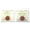 Image 1 : 2x 2001 Canada 1-cent ICCS Certified MS-66, Red. Includes: Double First 0; & Double 0's. 2pcs