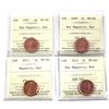 Image 1 : Lot of 4x 2007-2012 Canada 1-cent ICCS Certified MS-66, Red. Most Coins Non Magnetic. 4pcs.