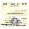 Image 1 : 1945C Newfoundland 5-cent  ICCS Certified MS-64