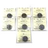 Image 1 : Lot of 7x 1977-2000 Numismatic BU, Canada 5-cent ICCS Certified MS-65 to MS-67. 7pcs.