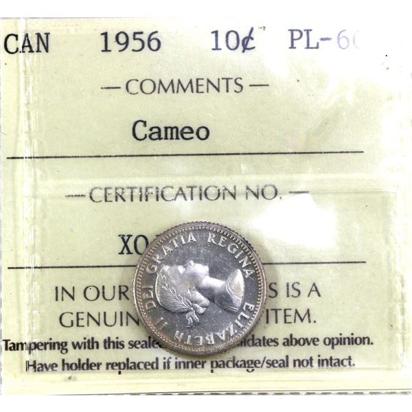 1956 Canada 10-cent  ICCS Certified PL-66, Cameo
