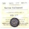 Image 1 : 1870  Narrow 0, Canada 10-cent  ICCS Certified VF-20, Cleaned