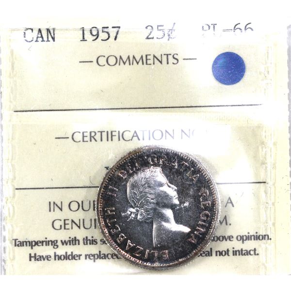 1957 Canada 25-cent ICCS Certified PL-66