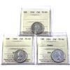 Image 1 : Lot of 3x 1958-1961 Canada 25-cent ICCS Certified PL-64 to PL-65. 3pcs.