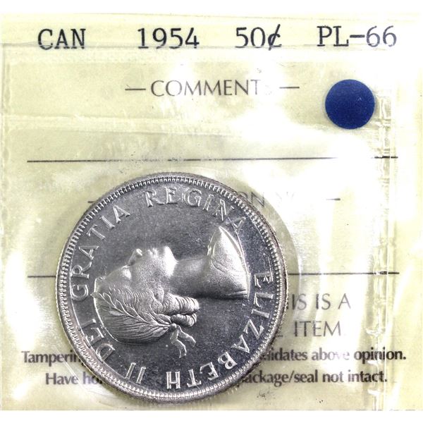 1954 Canada 50-cent  ICCS Certified PL-66