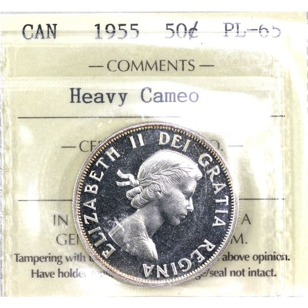 1955 Canada 50-cent ICCS Certified PL-65, Heavy Cameo