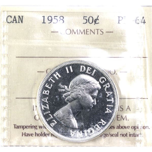1958 Canada 50-cent ICCS Certified PL-64