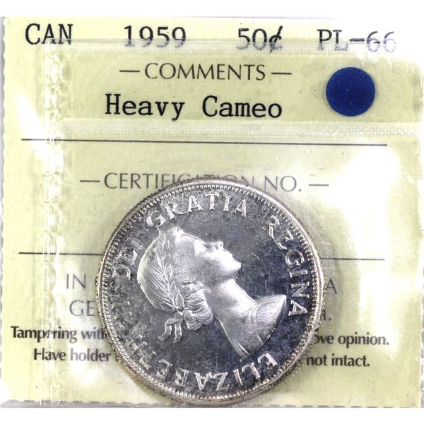 1959 Canada 50-cent ICCS Certified PL-66, Heavy Cameo