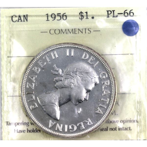 1956 Canada Silver Dollar  ICCS Certified PL-66
