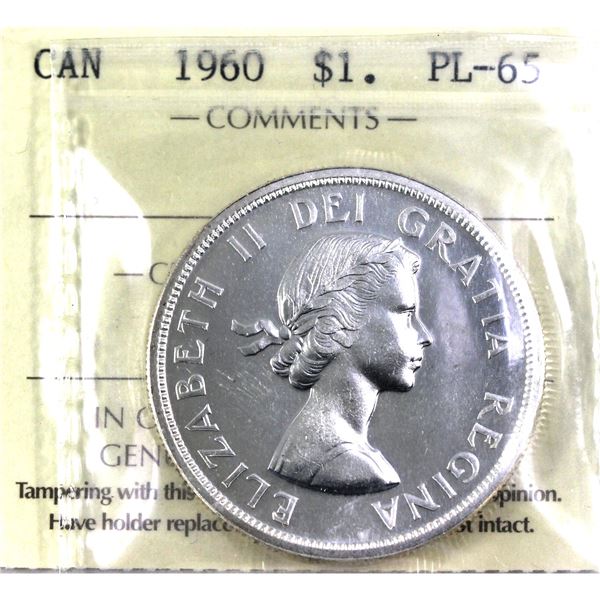 1960 Canada Silver Dollar   ICCS Certified PL-65