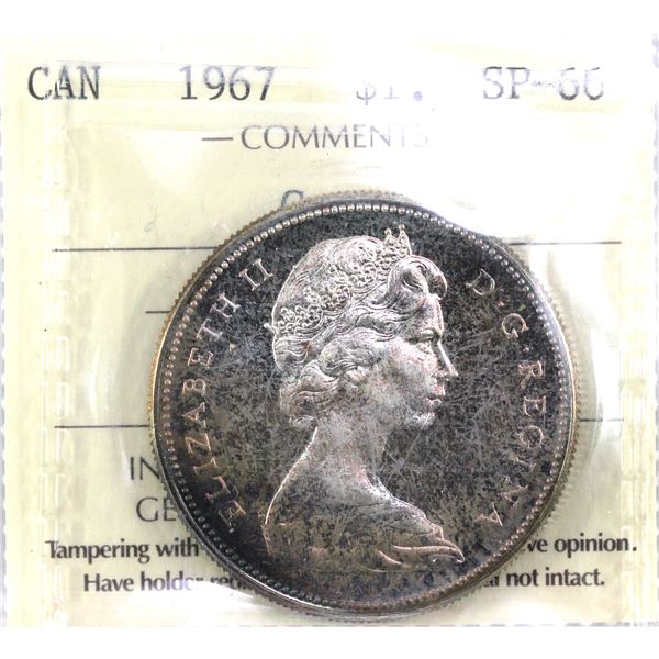 1967 Canada Silver Dollar  ICCS Certified SP-66, Cameo