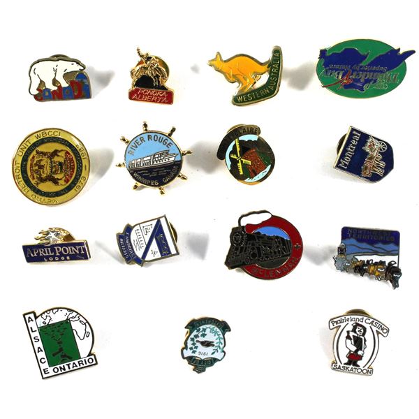 Lot of 15x Assorted Pins related to locations and cities. All assorted. Please see picture for more 