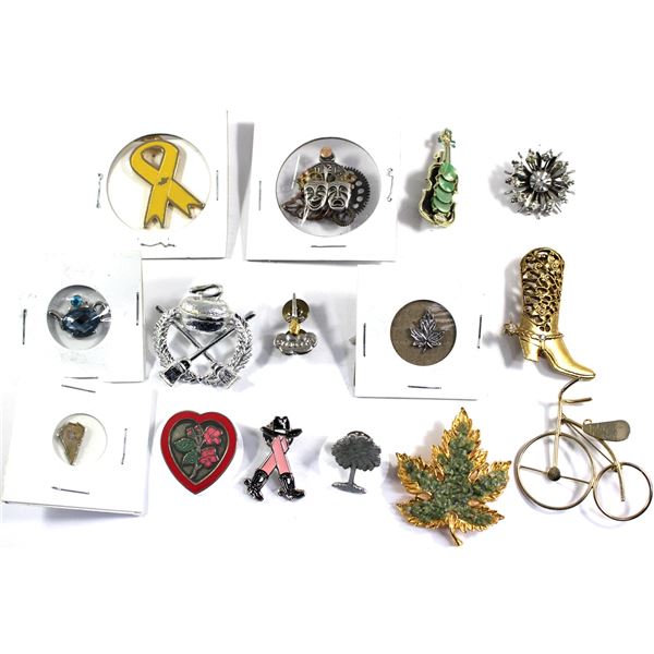 Lot of 15x Assorted Pins. All assorted. Please see picture for more details. Includes bicycle, Pink 