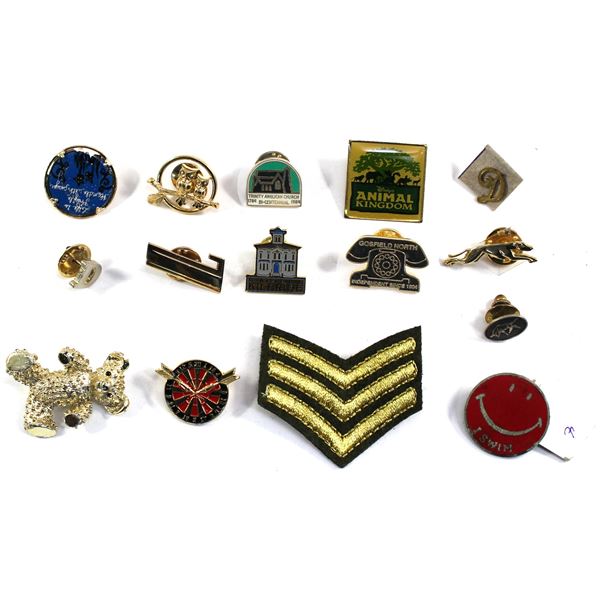 Lot of 15x Assorted Pins. All assorted. Please see picture for more details. Includes I Swim Red Smi