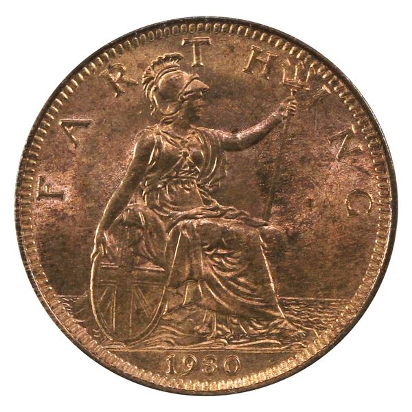 George V 1930 Farthing modified effigy  BU