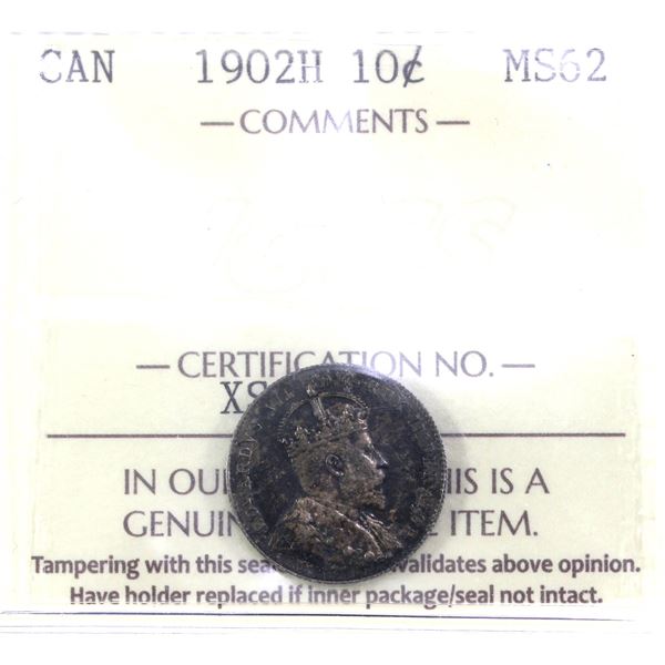 1902H Canada 10-cent  ICCS Certified MS-62