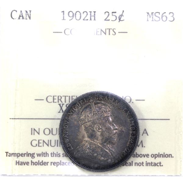 1902H Canada 25-cent ICCS Certified MS-63