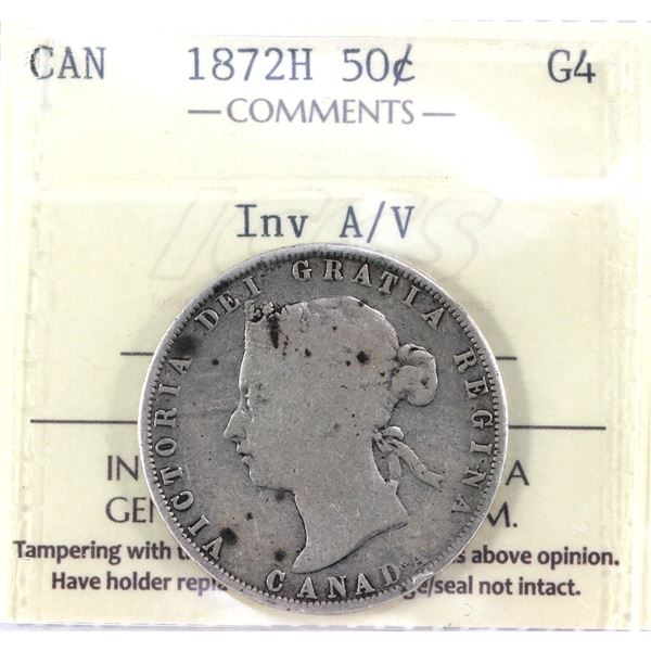 1872H Inv A/V, Canada 50-cent ICCS Certified G-4