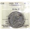 Image 1 : 1920 Wide 0, Canada 50-cent ICCS Certified VF-30