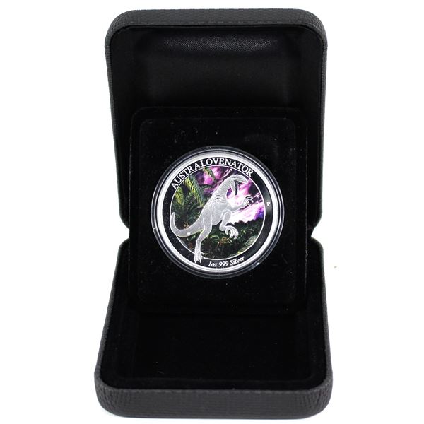 2014 Australia $1 Age of Dinosaurs, Australovenator 1oz Fine Silver Coin (Tax Exempt)