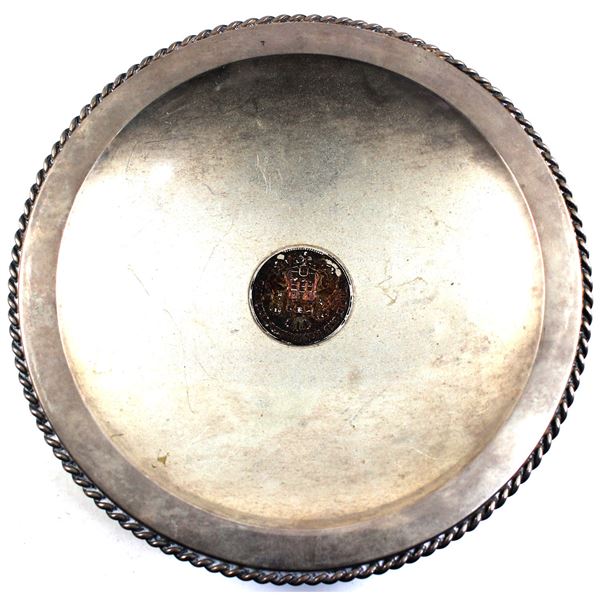 Very Unique!!! 0.835 Silver Bowl with a 1909 Germany 3 Mark Placed Into the Bottom. 254 grams total 