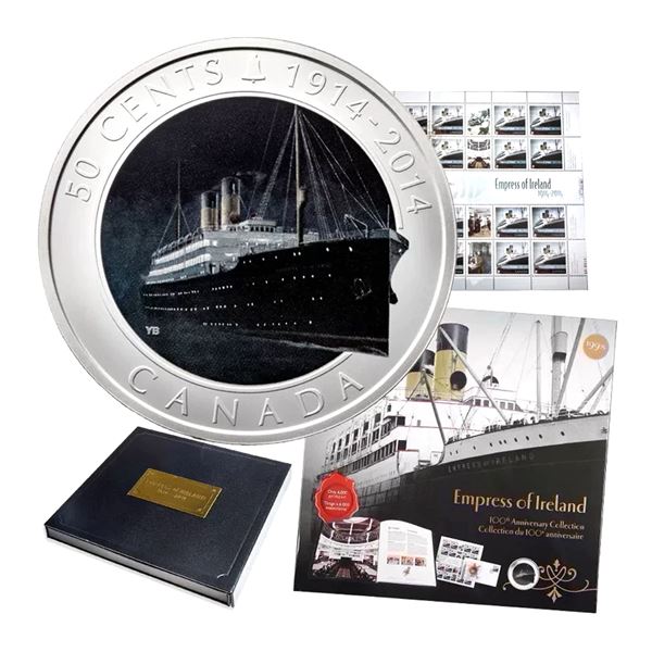 *2014 Canada Empress of Ireland 50-Cent Coin and Stamp Collector's Set.