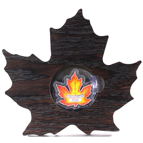 2016 $20 Canada's Colourful Maple Leaf 1oz Fine Silver Maple Leaf Shaped Coin (Tax Exempt)