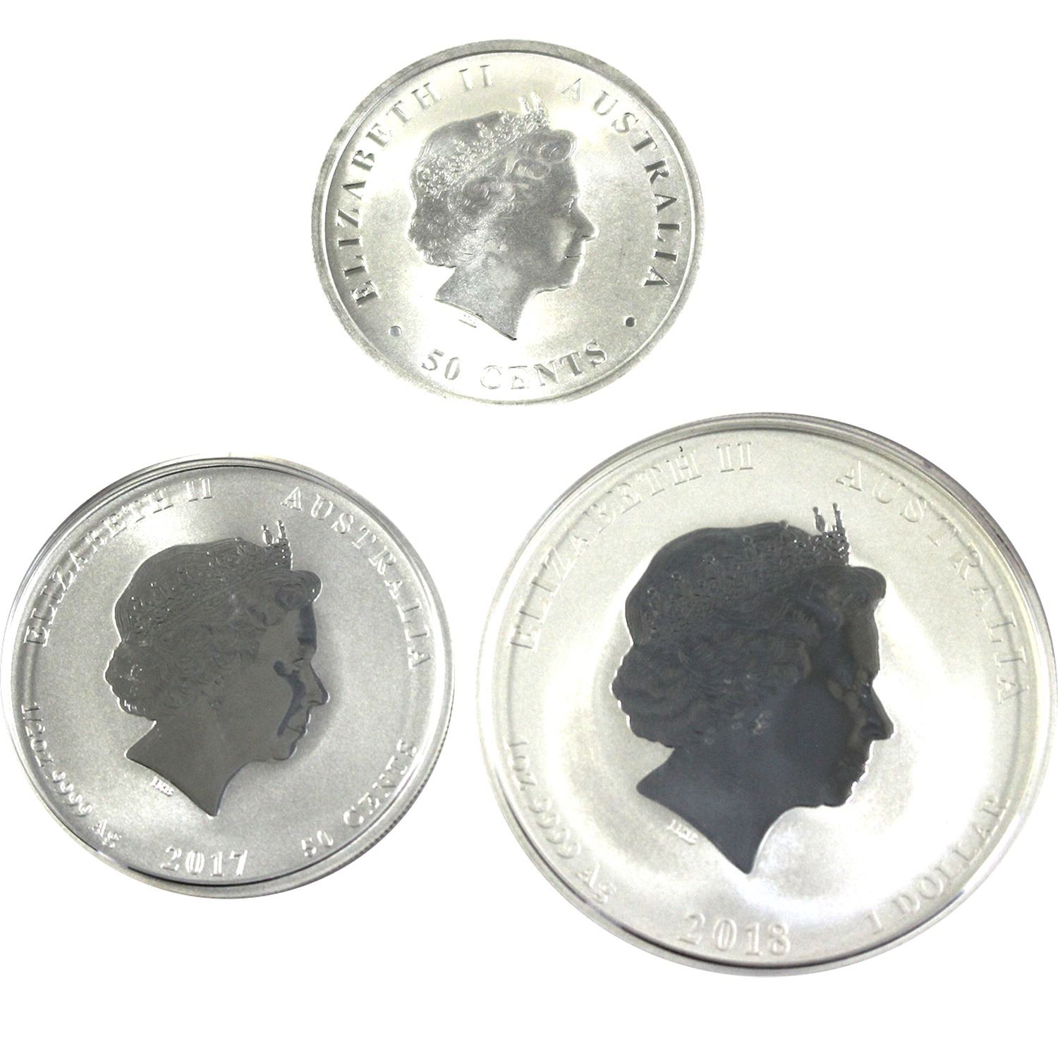 2oz Lot Total! 3x 20172018 Australia, .9999 Silver Coins (Tax Exempt