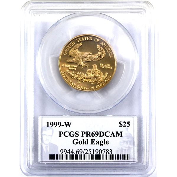 1999-W USA 1/2oz Fine Gold Eagle PCGS Certified PR69DCAM, U.S. Mint Director Signature Series. (Tax 