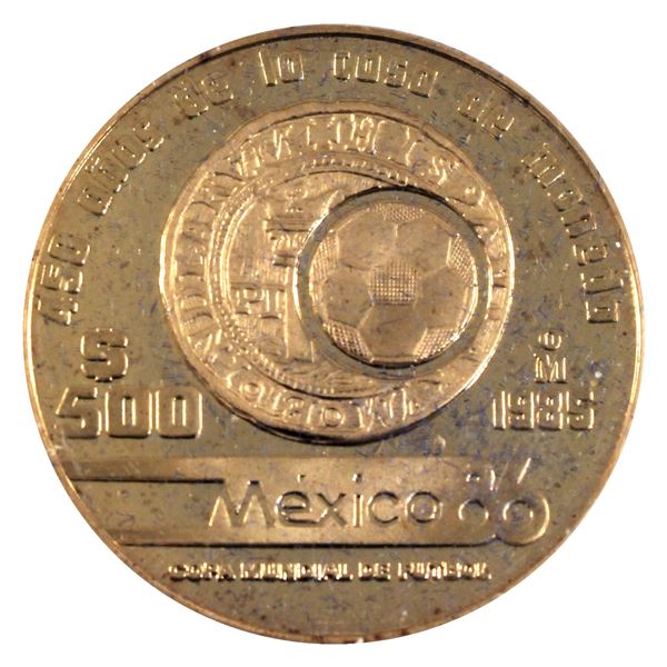 1985 Mexico 500-pesos, World Cup Soccer 1/2oz .900 Gold Coin. Contains ~0.45oz Pure Gold