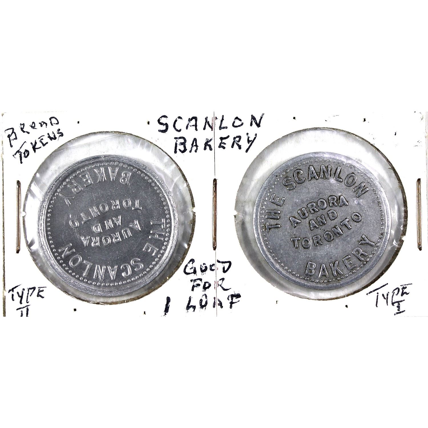 The Scanlon Bakery Aurora and Toronto Good For 1 Loaf of Bread Tokens ...
