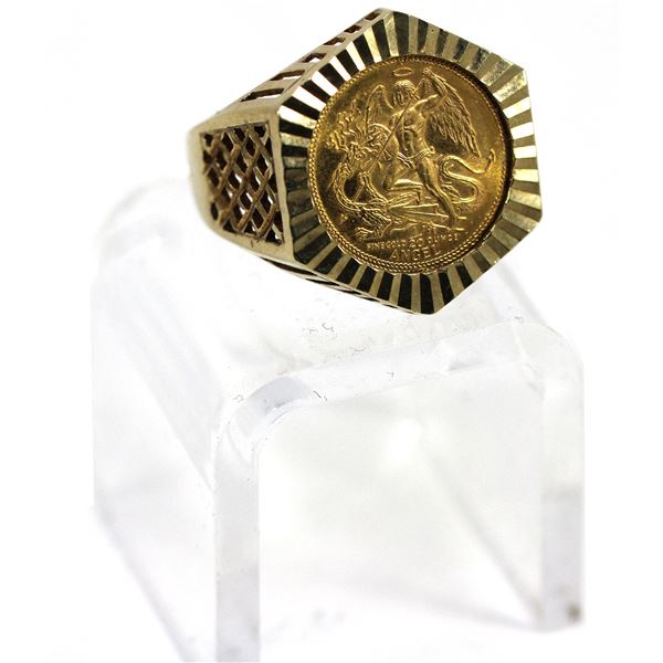 1990 Isle of Man 1/20oz Fine Gold Coin Mounted in Attractive 9K Gold Ring Size 8.5 (Tax Exempt)