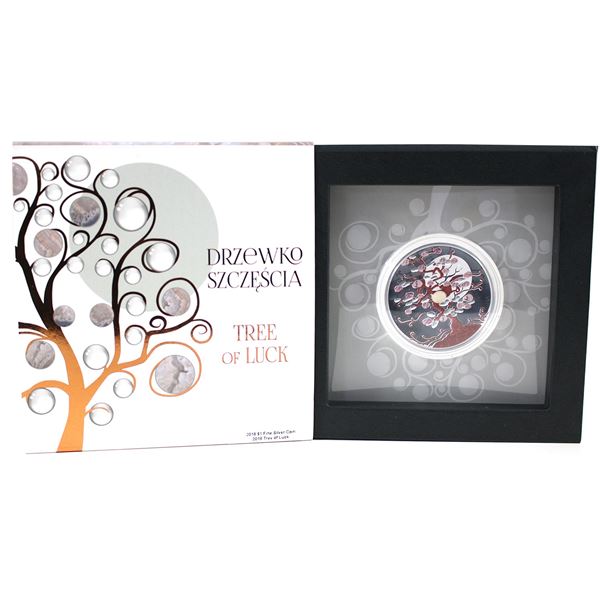 2018 Niue $1 Tree of Luck 1oz Coloured Fine Silver Coin. Low mintage of only 1,111! (Tax Exempt)