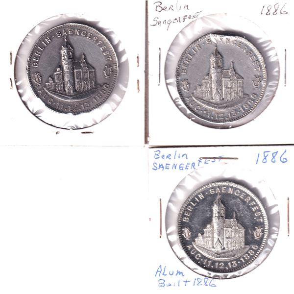1886 Berlin, Canada (Kitchener) Saengerfest Tokens. 3pcs