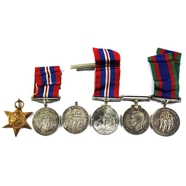 Lot of Canada World War II Silver Medals and The Burma Star, Half with Ribbons. 6pcs