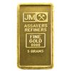Image 1 : Vintage Johnson Matthey Gold Assayers & Refiners 5 gram .9999 Fine Gold bar(Tax Exempt)