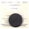 Image 1 : NFLD 1-cent 1890 ICCS Certified MS60, Brown. Nice Consistent Brown Surface!