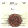Image 1 : 1-cent 1906 ICCS Certified MS64 Red. Appealing Full Lustre