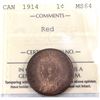 Image 1 : 1-cent 1914 ICCS Certified MS64 Red