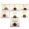 Image 1 : 1-cent 1940, 1945,1946,1947,1947 ML Ptd, 1947 ML Blunt 7 & 1949 A Off Denticle ICCS Certified MS64. 