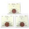 Image 1 : 1-cent 1990, 1992, & 1993 ICCS Certified MS66 Red. 3pcs.